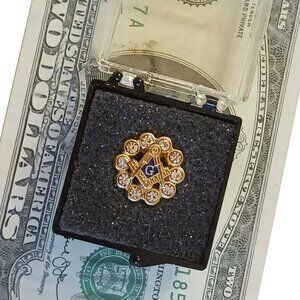 Masonic Symbol with CZs Lapel Pin